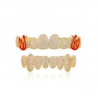 Dental Grills, Brass, plated, Unisex & micro pave cubic zirconia & enamel, more colors for choice, 52x5mm, 42x14mm, Sold By PC