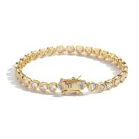 Brass Bracelet, Heart, plated, different size for choice & micro pave cubic zirconia & for woman, more colors for choice, Sold By PC