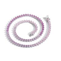 Messing Halskette, silberfarben plattiert, verschiedene Größen vorhanden & Micro pave Zirkonia & für Frau, 4mm, verkauft von PC