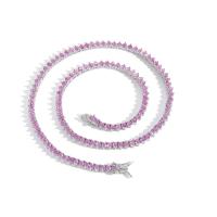 Messing Halskette, silberfarben plattiert, verschiedene Größen vorhanden & Micro pave Zirkonia & für Frau, 3mm, verkauft von PC
