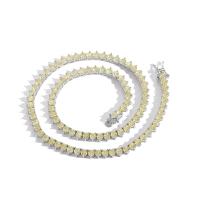 Messing Halskette, silberfarben plattiert, unisex & verschiedene Größen vorhanden & Micro pave Zirkonia, 4mm, verkauft von PC
