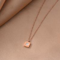 Titanium Steel Necklace with 5cm extender chain Square fashion jewelry & for woman Length Approx 38 cm Sold By PC