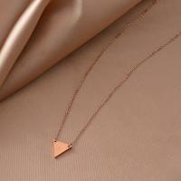 Titanium Steel Necklace, with 1.97inch extender chain, Triangle, fashion jewelry & for woman, rose gold color, Length:Approx 38 cm, Sold By PC