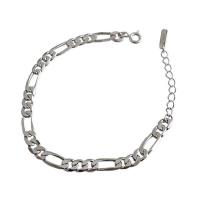 Zinc Alloy Bracelet with 1.18inch extender chain fashion jewelry & Unisex silver color nickel lead & cadmium free Length Approx 5.91 Inch Sold By PC