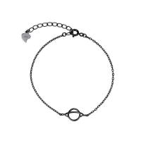 Pulseira de liga de zinco, with 1.38inch extender chain, joias de moda & para mulher, preto, níquel, chumbo e cádmio livre, comprimento Aprox 6.1 inchaltura, vendido por PC