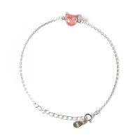 Zinc Alloy Bracelet with Strawberry Quartz with 1.18inch extender chain silver color plated fashion jewelry & for woman nickel lead & cadmium free Length Approx 6.3 Inch Sold By PC
