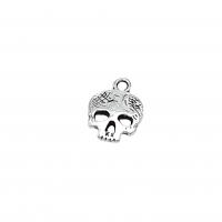 Tibetan Style Skull Pendants, antique silver color plated, vintage & DIY, nickel, lead & cadmium free, 15x12mm, Approx 100PCs/Bag, Sold By Bag