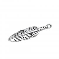 Zinc Alloy Feather Pendants antique silver color plated vintage & DIY nickel lead & cadmium free Approx Sold By Bag