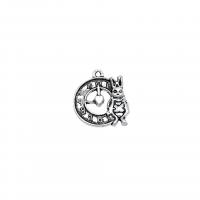 Colgantes de Aleación de Zinc, reloj, chapado en color de plata antigua, Vintage & Bricolaje & hueco, libre de níquel, plomo & cadmio, 22x19mm, aproximado 100PCs/Bolsa, Vendido por Bolsa