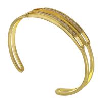 Mosiądz bransoletki, Platerowane w kolorze złota, biżuteria moda & mikro utorować cyrkonia & dla kobiety, bez zawartości niklu, ołowiu i kadmu, 11mm, średnica wewnętrzna:około 58mm, sprzedane przez PC