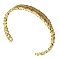 Mosiądz bransoletki, Platerowane w kolorze złota, biżuteria moda & mikro utorować cyrkonia & dla kobiety, bez zawartości niklu, ołowiu i kadmu, 7mm, średnica wewnętrzna:około 57mm, sprzedane przez PC