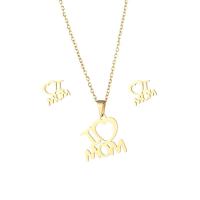 Fashion Stainless Steel Jewelry Sets, Stud Earring & necklace, 304 Stainless Steel, 18K gold plated, 2 pieces & fashion jewelry & for woman, golden, Length:Approx 17.72 Inch, Sold By Set