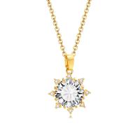 Brass Necklace with 1.97inch extender chain gold color plated fashion jewelry & micro pave cubic zirconia & for woman golden nickel lead & cadmium free 16mm Length Approx 16.14 Inch Sold By PC