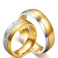 Couple Finger Rings, Titanium Steel, 18K gold plated, Unisex & different size for choice & different styles for choice, 6mm, Sold By PC