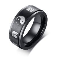 Пальцевидное Кольцо Титановой Стали, титан, ювелирные изделия моды & разный размер для выбора & Мужский, черный, 8x2.40mm, продается PC