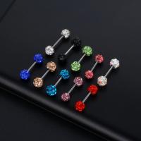 Stainless Steel Stud Earrings 316L Stainless Steel fashion jewelry & Unisex & with rhinestone 0.8*6mm 4mm Sold By PC