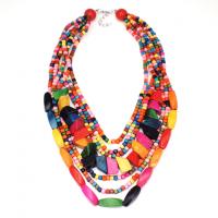 κολιέ Ξύλο, κοσμήματα μόδας & πολυστρωματικές & για τη γυναίκα, μικτά χρώματα, Μήκος Περίπου 21.65 inch, Sold Με PC