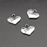Tibetan Style Heart Pendants, antique silver color plated, vintage & DIY, nickel, lead & cadmium free, 16x13mm, Approx 100PC/Bag, Sold By Bag