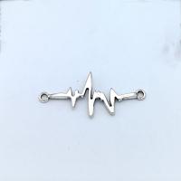 Tibetan Style Connector, Electrocardiographic, antique silver color plated, vintage & DIY & 1/1 loop, nickel, lead & cadmium free, 44x20mm, Approx 100PC/Bag, Sold By Bag