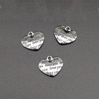 Tibetan Style Heart Pendants, antique silver color plated, vintage & DIY, nickel, lead & cadmium free, 14x12mm, Approx 100PCs/Bag, Sold By Bag