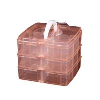 Коробка для хранения, Полипропилен(PP), Квадратная форма, три слоя & Пылезащитный & прозрачный & 18 ячеек, Много цветов для выбора, 150x150x130mm, продается PC