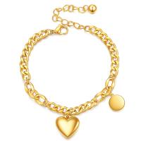 Titanium Steel Bracelet, with 2inch extender chain, Heart, plated, Korean style & for woman, more colors for choice, 15mm, Length:Approx 6.7 Inch, Sold By PC