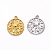 Stainless Steel Pendants, 304 Stainless Steel, Flat Round, Vacuum Ion Plating, DIY, more colors for choice, 18x21mm, 3/PC, Sold By PC