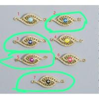 Evil Eye Connector, Brass, high quality gold color plated, DIY, more colors for choice, 10PCs/Lot, Sold By Lot