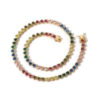 Parures de bijoux, laiton, coeur, Placage, normes différentes pour le choix & pavé de micro zircon & pour femme, plus de couleurs à choisir, Vendu par PC