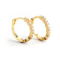 Brass Huggie Hoop Earring plated micro pave cubic zirconia & for woman Inner Approx 12.1mm Sold By Pair