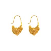 Laiton Leverback boucle d'oreille, Placage de couleur d'or, bijoux de mode & pour femme, doré, protéger l'environnement, sans nickel, plomb et cadmium, 48x20mm, Vendu par paire