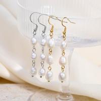 Stainless Steel Drop Earring 304 Stainless Steel with Freshwater Pearl 18K gold plated fashion jewelry & for woman Sold By Pair