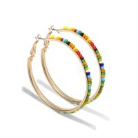 Zinc Alloy Drop Earrings with Seedbead gold color plated fashion jewelry & for woman multi-colored nickel lead & cadmium free Sold By Pair