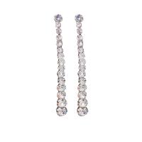 Zinc Alloy Stud Earring with Czech Rhinestone fashion jewelry & for woman silver color nickel lead & cadmium free Sold By Pair