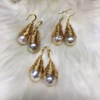 Orecchini perle d'acquadolci , perla d'acquadolce coltivata naturalmente, with ottone, placcato color oro, Naturale & gioielli di moda & per la donna, due diversi colori, 13-14mm, Venduto da coppia