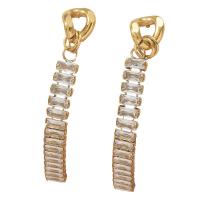 Stainless Steel Drop Earring 304 Stainless Steel Rectangle Vacuum Ion Plating for woman & with rhinestone golden 67mm Sold By Pair