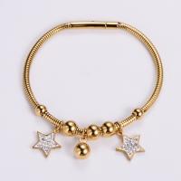 Stainless Steel Jewelry Bracelet 316L Stainless Steel Star Vacuum Ion Plating fashion jewelry & for woman & with rhinestone Length Approx 7.48 Inch Sold By PC