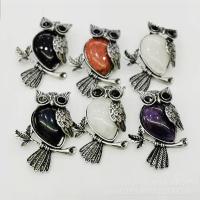 Gemstone Pendants Jewelry, with Tibetan Style, Owl, different materials for choice & Unisex & with rhinestone, 35x50mm, Sold By PC