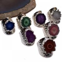 Zink Alloy Finger Ring, med Agat, silver pläterad, mode smycken & Unisex, fler färger för val, nickel, bly och kadmium gratis, 20-30mm, Säljs av PC