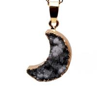 Tibetan Style Moon Pendants, with Quartz, gold color plated, fashion jewelry & Unisex, nickel, lead & cadmium free, 18x8mm, Sold By PC