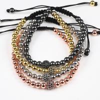 Couple Bracelet and Bangle, Brass, with Nylon Cord, plated, Adjustable & Unisex & micro pave cubic zirconia, more colors for choice, nickel, lead & cadmium free, 7.2*8.2mm,5mm, Length:Approx 7.09-10.63 Inch, Sold By PC