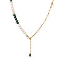 Collar de Acero Titanio, Partículas de acero, con turquesa & Perlas cultivadas de agua dulce, para mujer, longitud:aproximado 49 cm, Vendido por UD