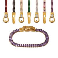 Bracelet d'acier titane, pavé de micro zircon & pour femme, plus de couleurs à choisir, 5mm, Longueur:Environ 17 cm, Vendu par PC