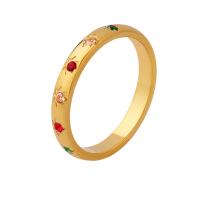 Titan Edelstahl Ringe, Titanstahl, Kreisring, verschiedene Größen vorhanden & Micro pave Zirkonia & für Frau, goldfarben, 3mm, verkauft von PC