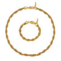 Latão conjunto de jóias, Bracelete / Pulseira & colar, cobre, cromado de cor dourada, Vario tipos a sua escolha & para mulher, dourado, níquel, chumbo e cádmio livre, vendido por PC