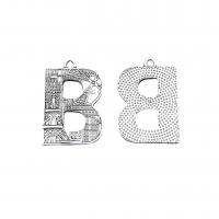 Tibetan Style Alphabet and number Pendants, Letter B, antique silver color plated, DIY, nickel, lead & cadmium free, 30x20mm, Hole:Approx 2mm, Approx 100PCs/Bag, Sold By Bag