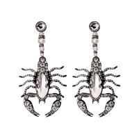 Tibetan Style Stud Earring, Scorpion, plated, with rhinestone, white, nickel, lead & cadmium free, 50x100mm, Sold By Pair