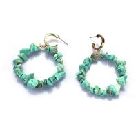 Zinc Alloy Drop Earrings with Gemstone plated fashion jewelry green nickel lead & cadmium free Sold By Pair