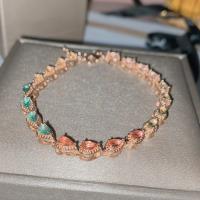 laiton bracelet, Placage, pour femme & avec strass, plus de couleurs à choisir, Longueur:Environ 6.3 pouce, Vendu par PC