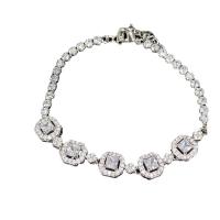 Brass Bracelet Geometrical Pattern plated for woman & with rhinestone Length Approx 6.3 Inch Sold By PC